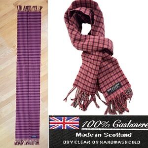 🇬🇧Luxurious Checkered Cashmere Scarf by Made in Scotland in Berry Pink & Navy